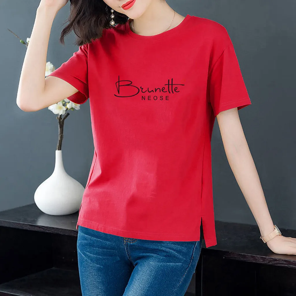 

Fashion Women Short Sleeve Letter Printing O-neck Ladies T-shirt Tops Harajuku Streetwear Short Sleeve Tshirt,drop Ship