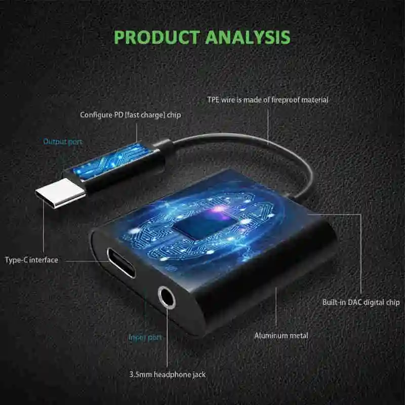 Переходник для наушников 2 в 1 с Usb Type C на 3 5 мм Ipad Pro Huawei P20 Aux аудио зарядное