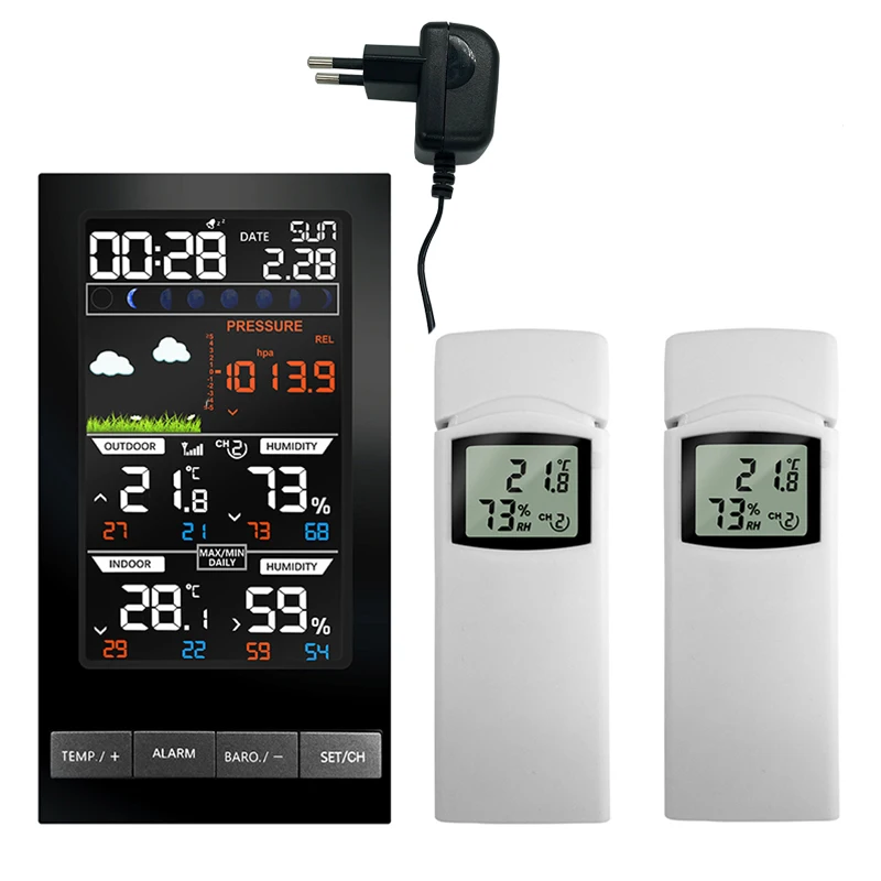 Беспроводная метеостанция цифровой Прогноз погоды с 2 наружными датчиками