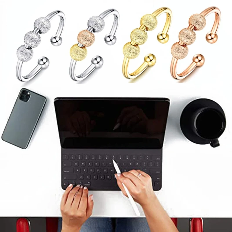 

Spinning Fidget Peace Rings Spinner Open Rings for Anxiety Worry Rotatable Ring Relieving Stress Valentine's Day Gifts