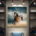 Современная искусственная живопись, Настенная картина, Картина на холсте бегущая лошадь, картина для гостиной, украшение для дома, квадраты, без рамки