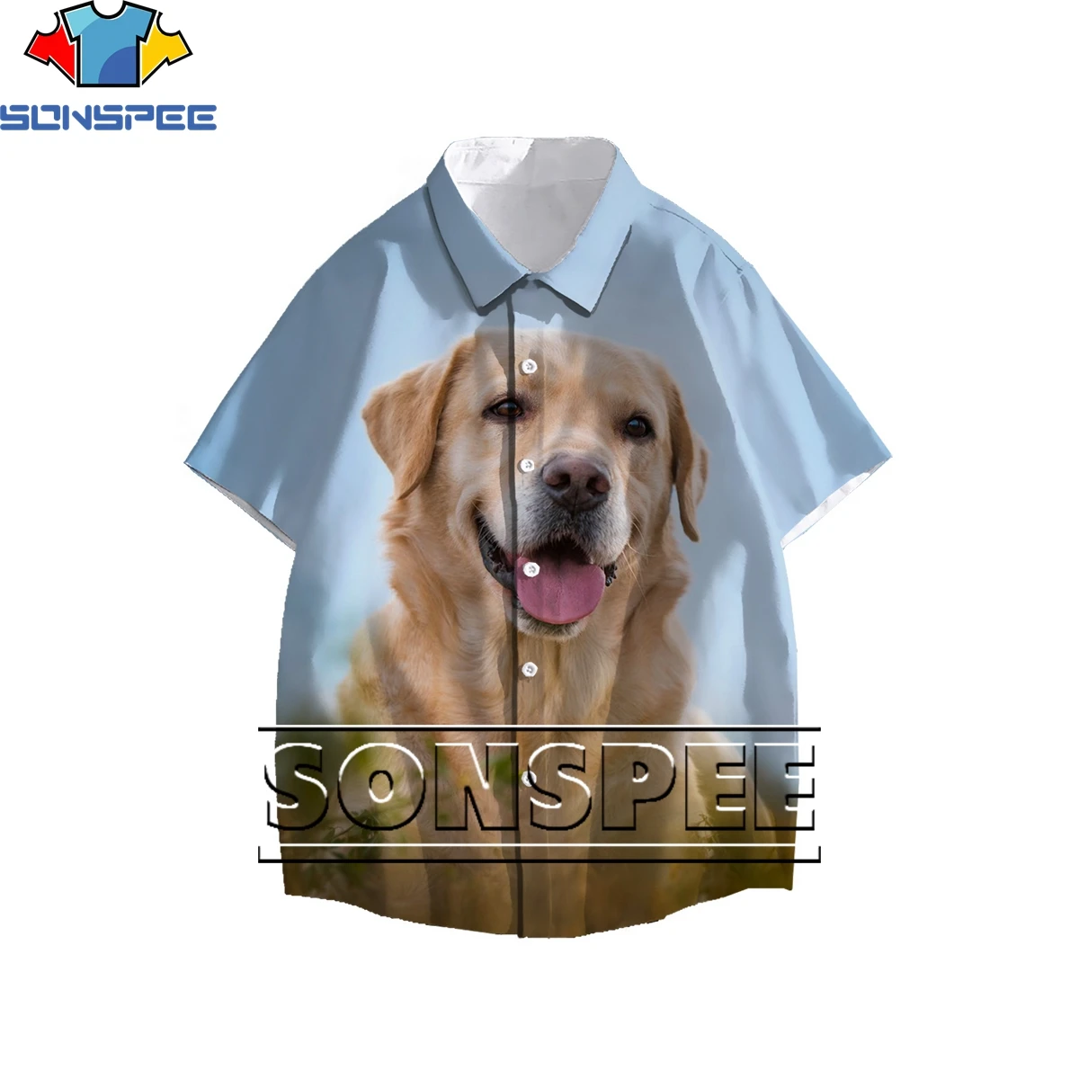 

SONSPEE Funny Cute Labrador Dog 3D Print Men's Shirt Summer Original Hipster Animal Casual Otaku Hawaiian Beach Oversize Top