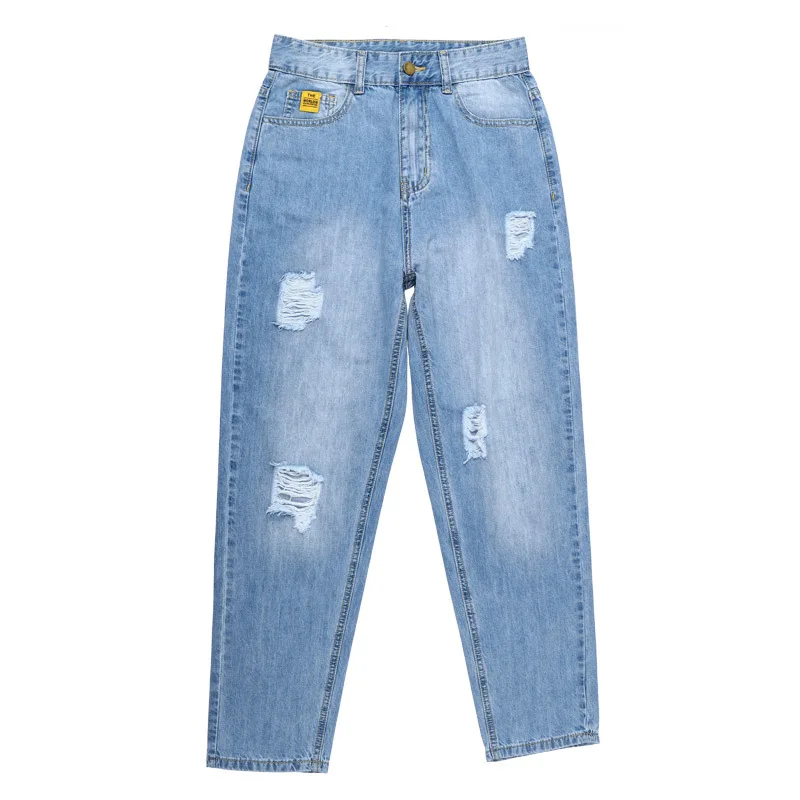 

Currently Available 2019 Summer New Style High-waisted Slimming OLdPAPA Pants Loose-Fit Straight-Cut Ripped Jeans with Holes Jea