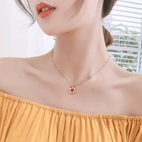 2022 vintage ladies necklace stainless steel rose gold jewelry women petal shaped girl fashion pendant miasol unique trend brand