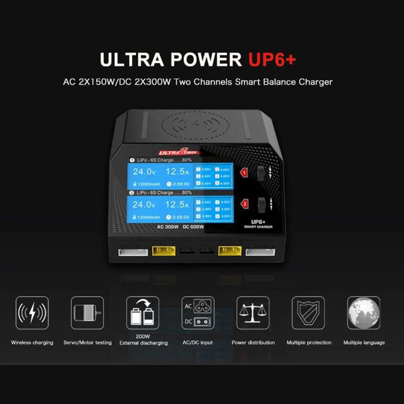 

Ultrapower ULTRA POWER UP6+ AC 2x150W DC 2x300W 2x16A Dual Channel Battery Balance Charger Discharger AC/DC Charger