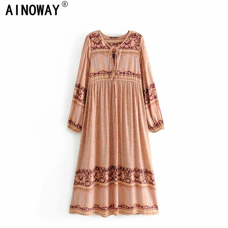 Платье женское винтажное в богемном стиле элегантное пляжное из платье-миди