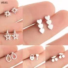 Женские Геометрические серьги-сердечки из нержавеющей стали, модные корейские серьги в форме капли воды, звезды, солнца с замком, ювелирные изделия