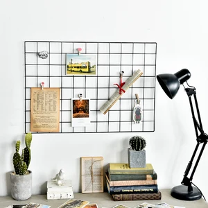 metal mesh grid wall hanging photo frame multi function panel postcards art display storage rack diy decoration free global shipping