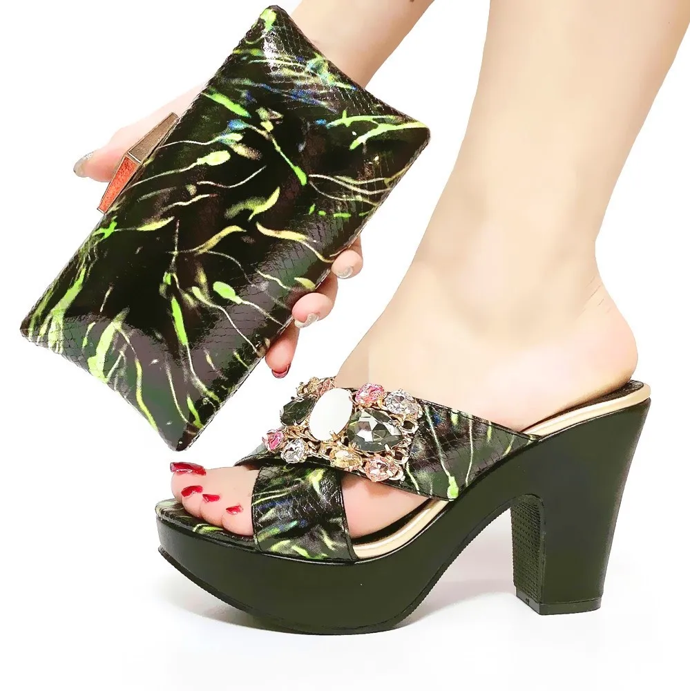 

doershow fashion Italian Matching Shoes And Bag Set African Style Ladies Shoes And Bag To Match For Wedding Dress!HJK1-5