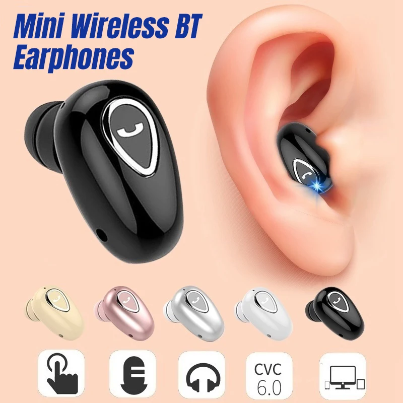 Невидимые беспроводные мини наушники Bluetooth стереозвук музыкальные спортивные TWS