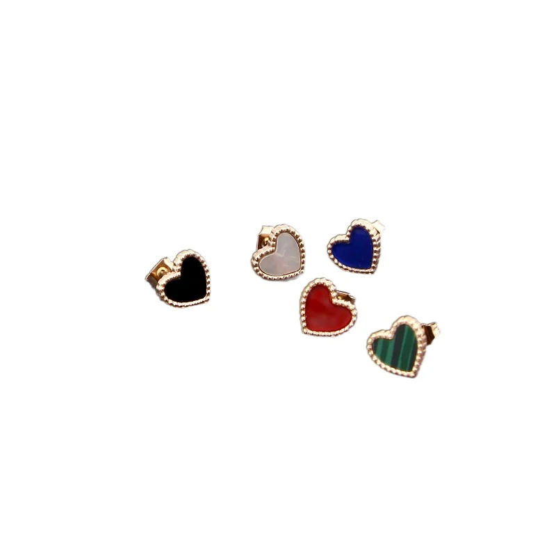 

Free Shipping Color Heart Rose Gold Color Stainless Steel Stud Earrings