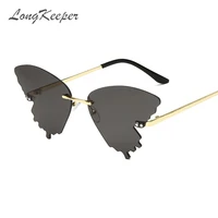 longkeeper 2020 butterfly rimless sunglasses women fashion shades uv400 vintage metal glasses oculos masculino