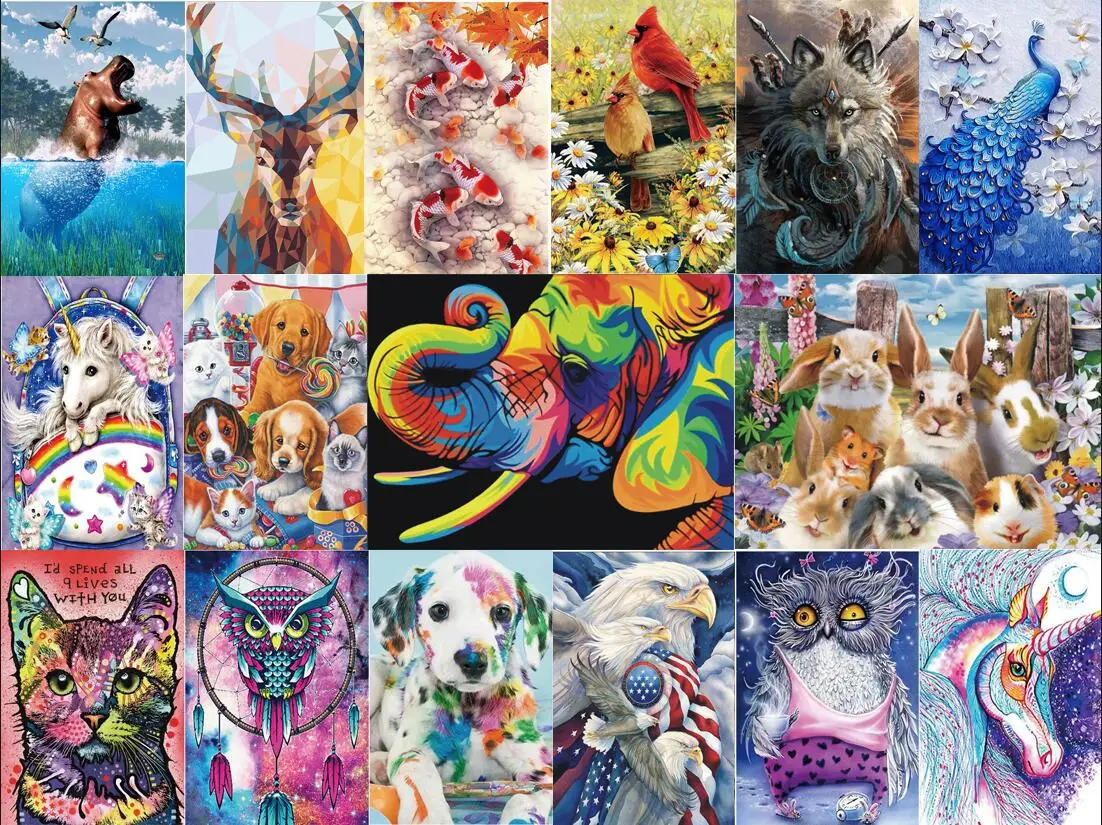 

5D DIY Алмазная животная круглая мозаичная вышивка украшение новый подарок