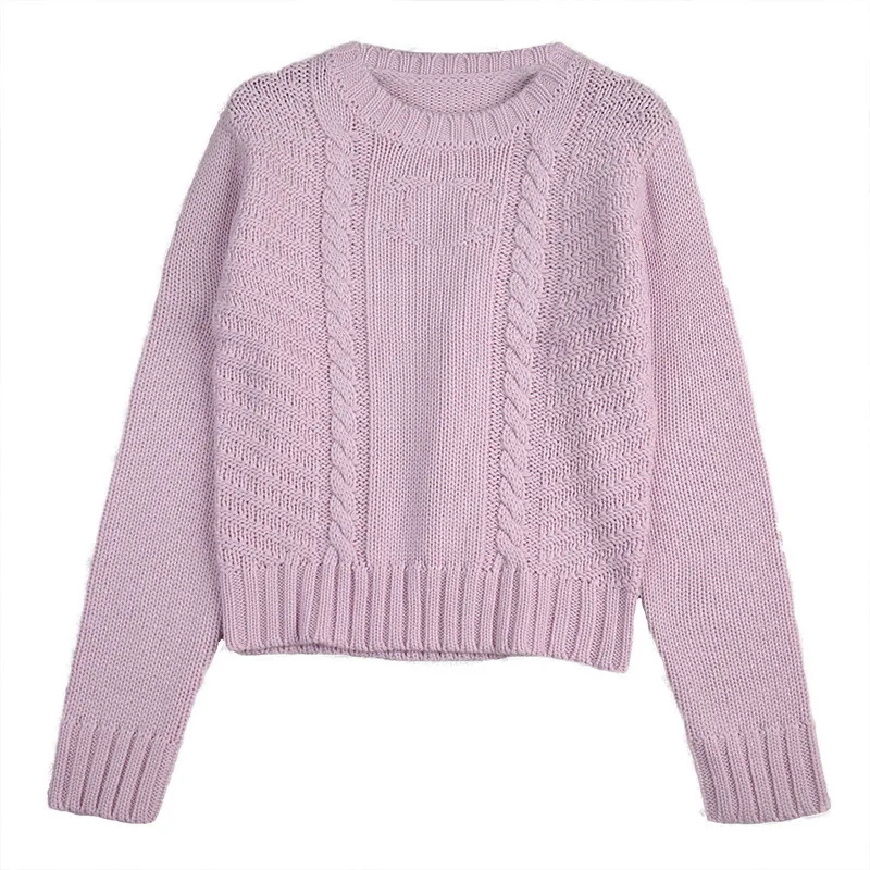 

Winter New Round Neck Retro Twist Crochet Knitted Sweater Sweet Taro Purple Cute Women's Jacket Cardigan Long Sleeve sweater