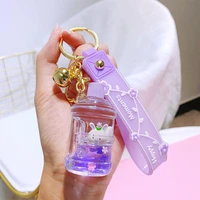 fashion live key keychain with animals inside cartoon acrylic mobile phone pendant ring chain jewelry lucky jewelry