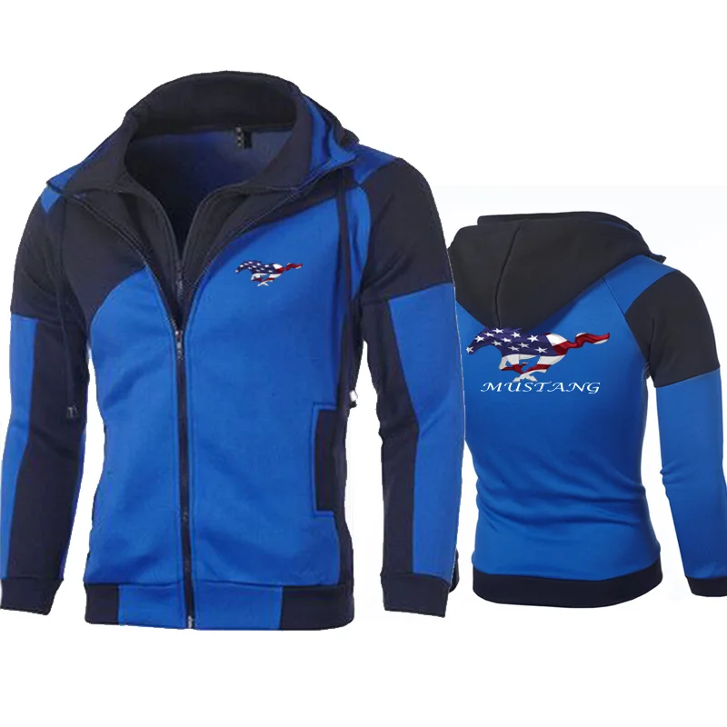 

Outono inverno 2021 zíper com capuz camisola mustang manga longa com capuz adesivo quente correndo sportswea