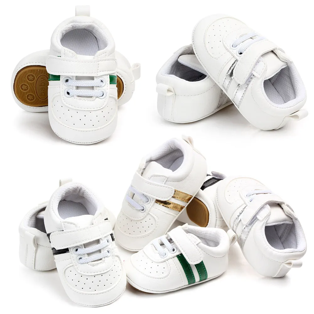 

Baby Toddler Shoes Boys Girls Leisure Velcro White Prewalker for Newborn Non-slip First Walkers