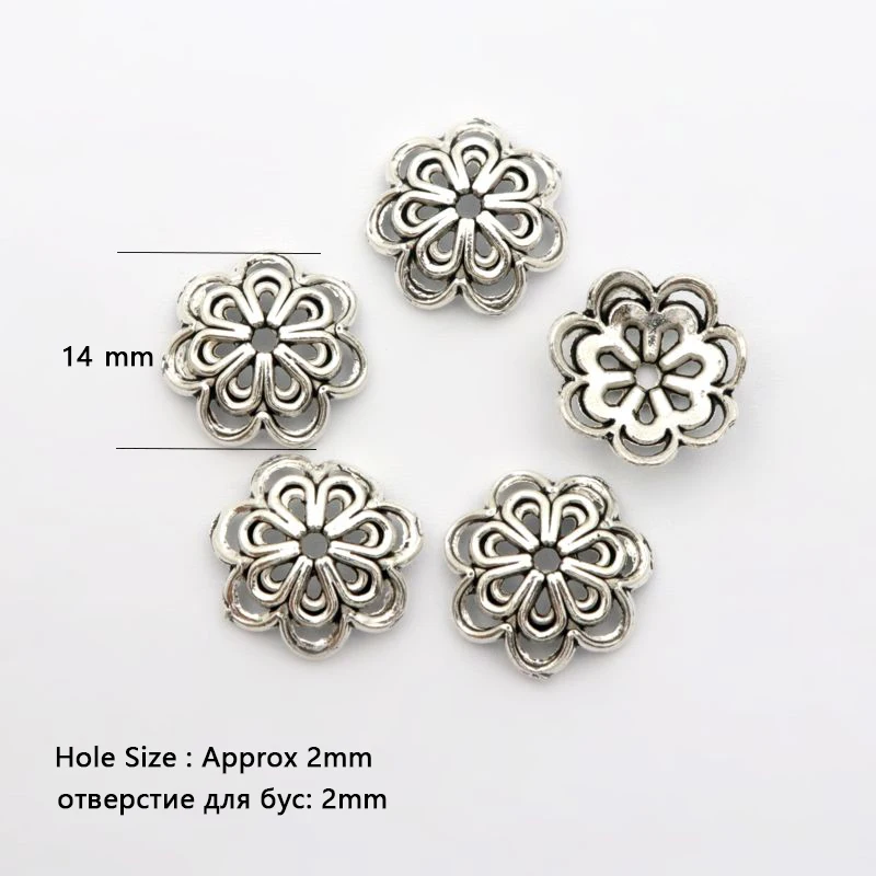 20 шт 14 мм Цветок распорка свободные металлический наконечник биссерных