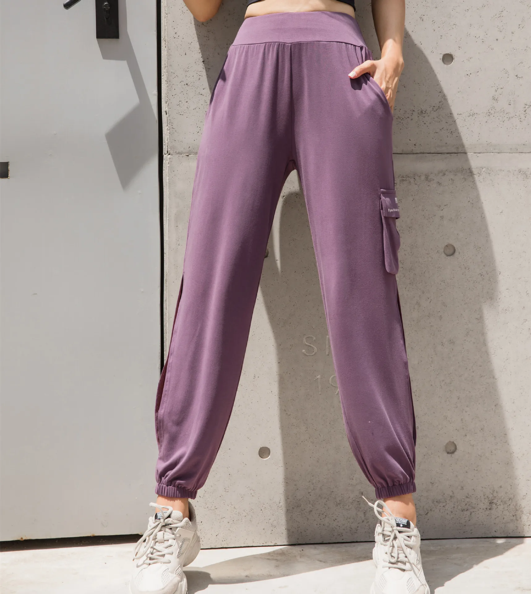 Фитнес Для женщин Спортивные штаны из кусков с рисунком Высокая Талия на резинке