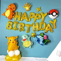 pokemon pikachu anime cartoon theme kids birthday party pull flag decoration aluminum film balloon baby happy birthday gift toys