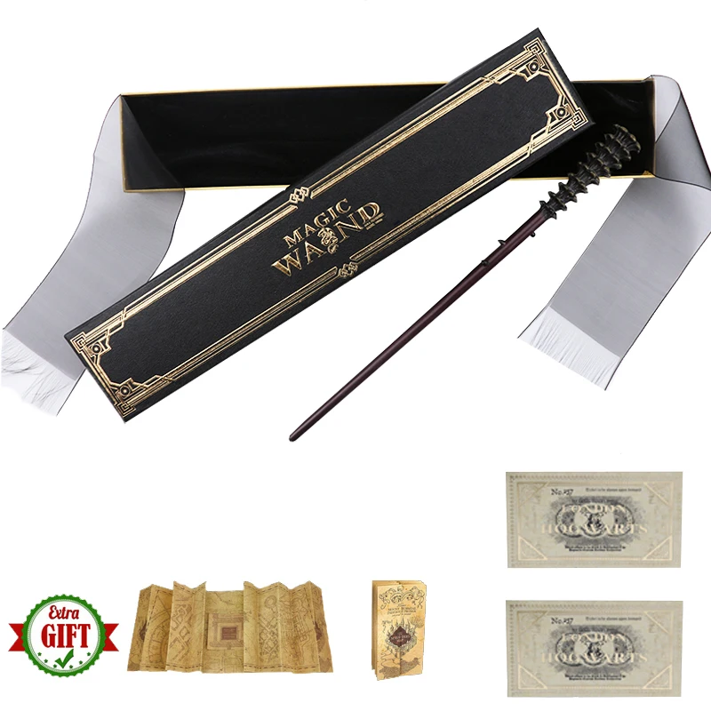 

15 Kinds of Metal Core Fred Magic Sticks Lucius Dumbledore Hermione Harried Magical Wand Ribbon Box Pack Map and Ticket As Gift