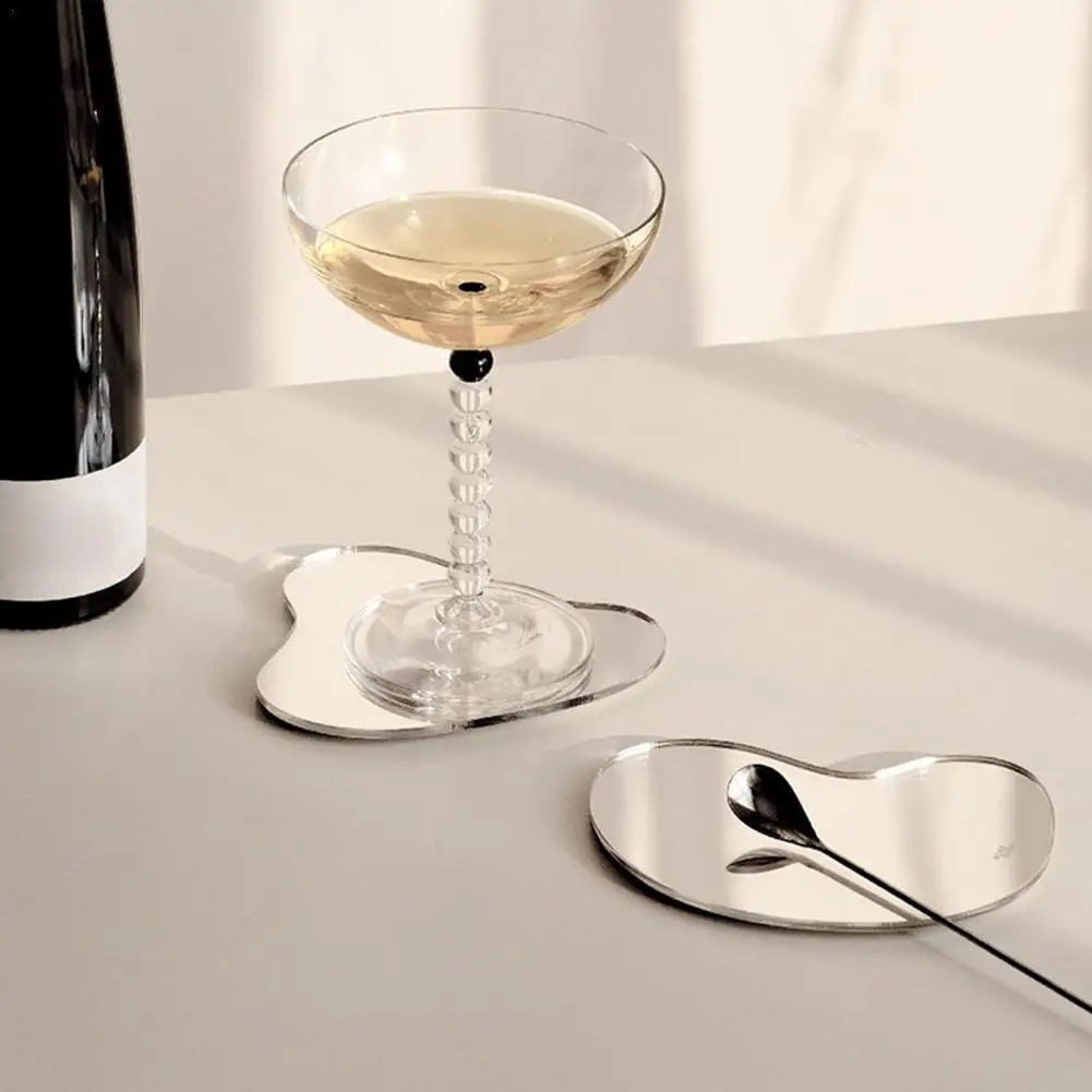 

Simple Nordic Acrylic Mirror Coaster Water Mat Cup Insulation Pad Trend Placemats Decoration Coffee Shop Home Mirror Coaster