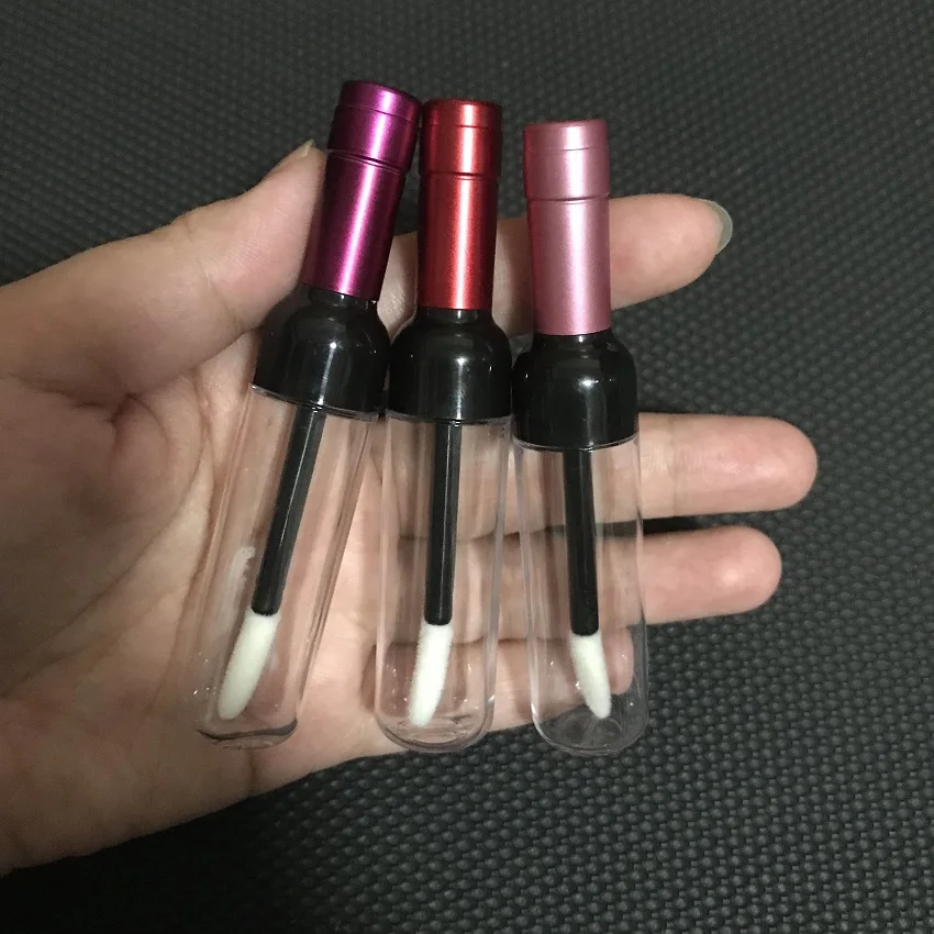 Пустой красный розовый вино форма бутылка для блеска губ черная вина Макияж