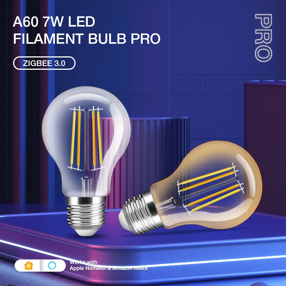 

Smart Home Zigbee 3.0 Incandescent LED Filament Bulb E27 A60 7W Pro Suitable for Dinning Room Coffee Shop Restaurant Bathroom