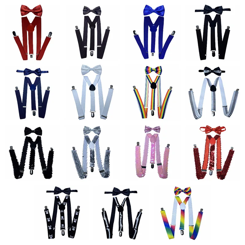 

2021 New Cross-Border Strap Clip Adult Strap Men's and Women's Suspenders Stretch Suit Suspenders Bow Suit