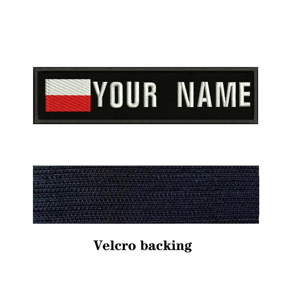 Польский флаг 10x2 5 см Вышитое имя заплатка с текстом нашивка в полоску на липучке