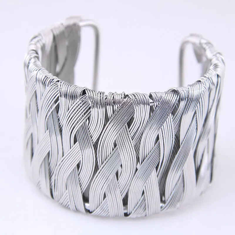 Женский широкий браслет Kymyad металлический Открытый в стиле панк для пары|flower