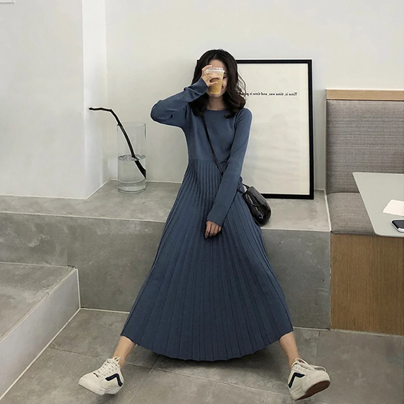 

Женское трикотажное платье-свитер, Элегантное Длинное облегающее платье с рукавами, весна-осень 2021