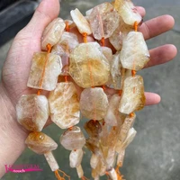 natural citrines crystal stone spacer loose beads high quality 20 40mm flat irregular shape diy gem jewelry making 9 10pcs a4072
