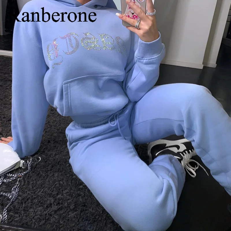 Осенне-зимний спортивный костюм Ranberone свитшоты топы и брюки из двух предметов