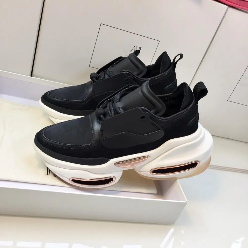 

hick Bottom Sneakers for Women Platform Shoes Genuine Leather Casual Shoes for Women Outdoor Luxury Brand Designer Sneakers New