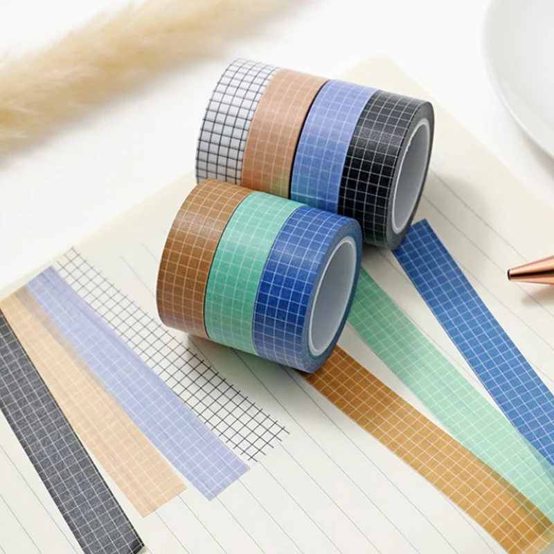 

Grid Washi Tape Paper DIY Planner Adhesive Tapes Stickers Japanese Style Stationery Washi Tapes 5Rolls Diary Border Decoration