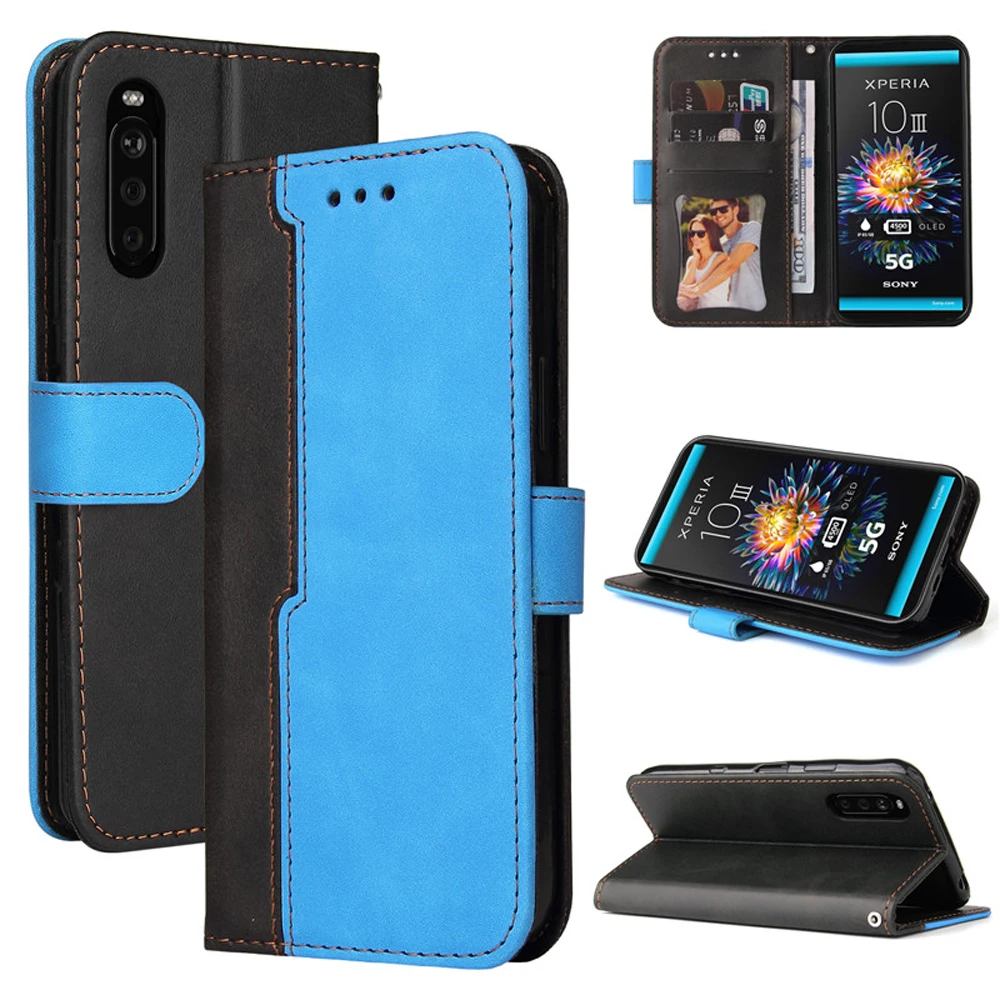 

Splice Retro Flip Case for Sony Xperia 10 III Lite 2021 Leather Wallet Magnetic Business Cover for Xperia 10 III Phone Fundas