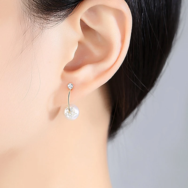 Женские серьги подвески DOTEFFIL серебро 925 пробы с натуральным пресноводным