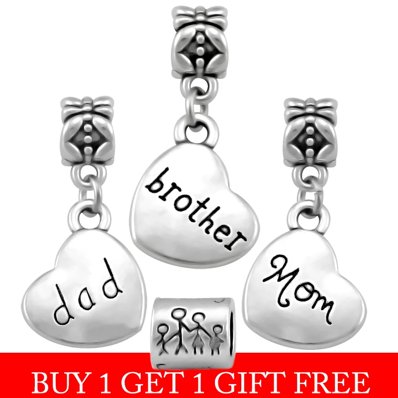 Сердце Семейный комплект кулон брат Подвески Fit Pandora Браслеты DIY Ювелирные