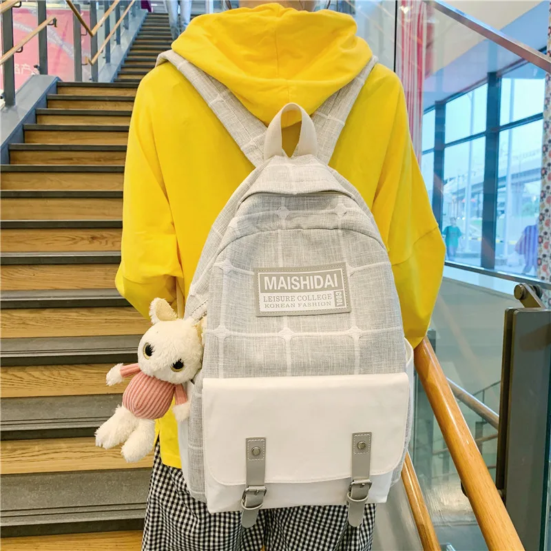 

Harajuku Canvas Girls Backpack Students Bookbag Women Travel Shoulder Bag Mochila Feminina Teenager Bagpack School Bags Bunny
