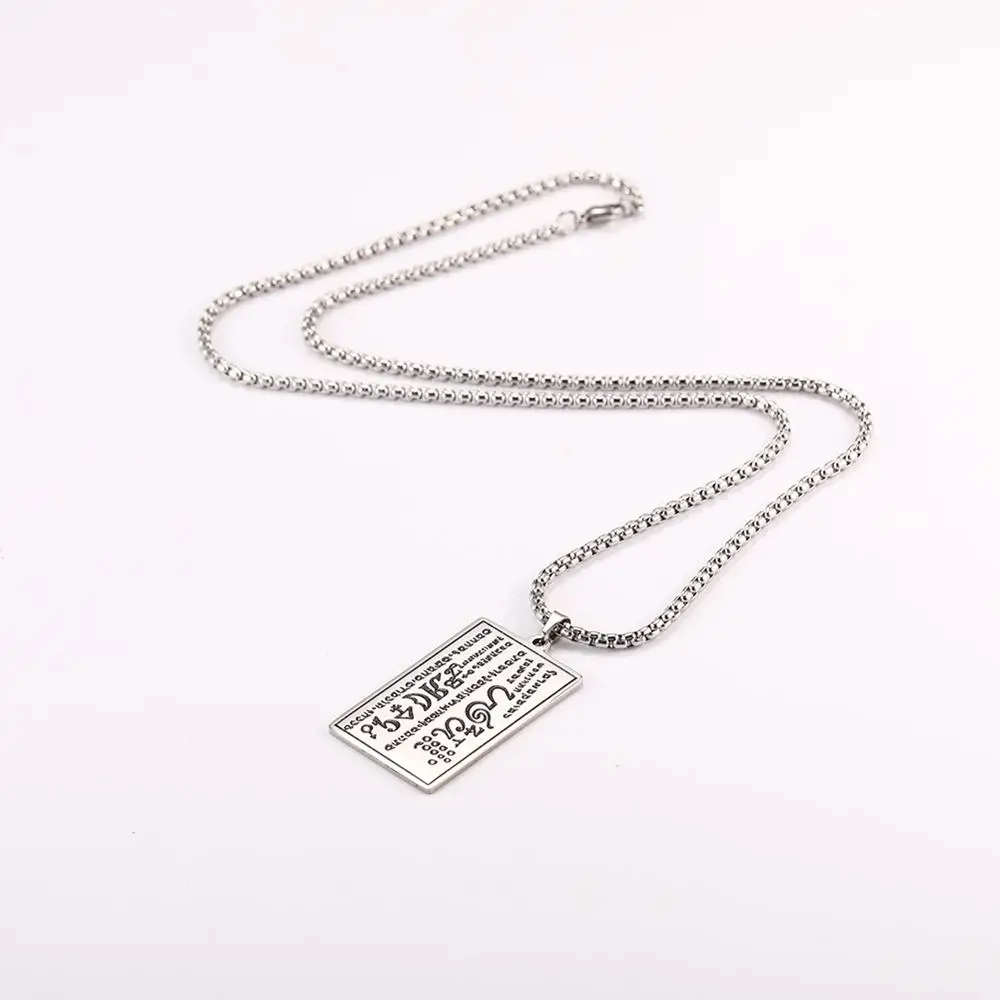 Мужское ожерелье из нержавеющей стали Teamer прямоугольная подвеска с надписью на