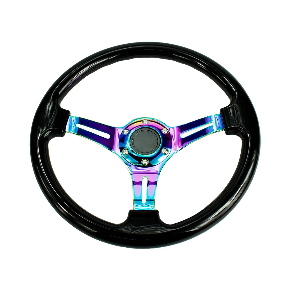

Car Sport Steering Wheel 350mm 14 inch Universal Walnut white red Classic Abs With Neo Chrome Spokes 6 Holes