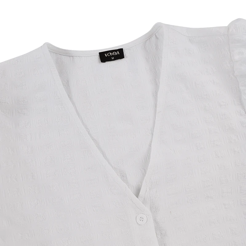 

Women Shirt Dress 2021 VONDA Casual Half Sleeve V Neck Party Maxi Long Dresses Summer Bohemian Vestidos Plus Size 5XL Robe Femme