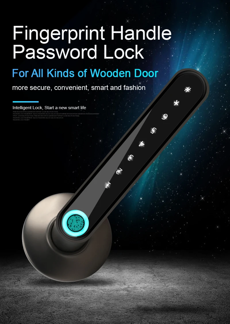 Fingerprint Door Lock Smart Bluetooth Password Handle Lock APP Unlock Keyless Entry Works with iOS/Android