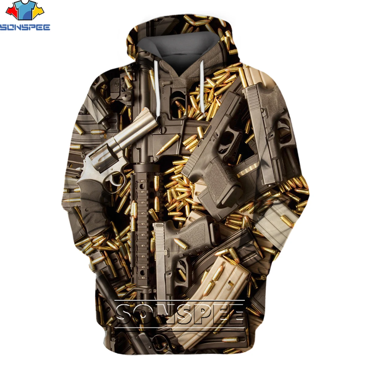 

SONSPEE Special Forces Gun Hoodies 3D Men Women M4A1 AK47 Hoodie Dagger Logo Tops Unisex Long Sleeve Oversize Clothing Pullover