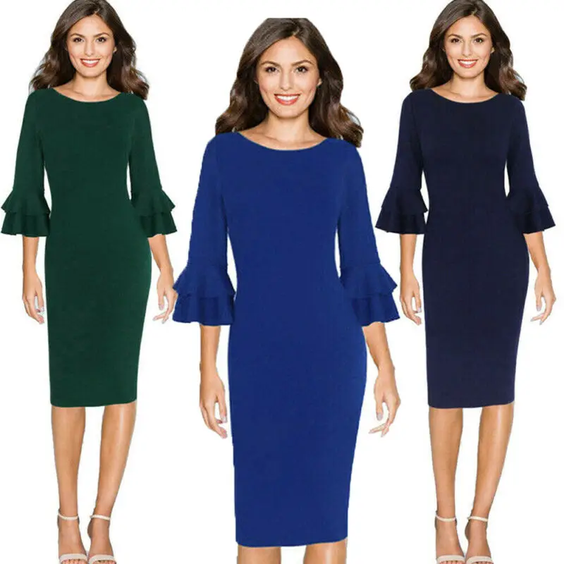 3 цвета женское облегающее коктейльное платье с круглым вырезом и рукавом до