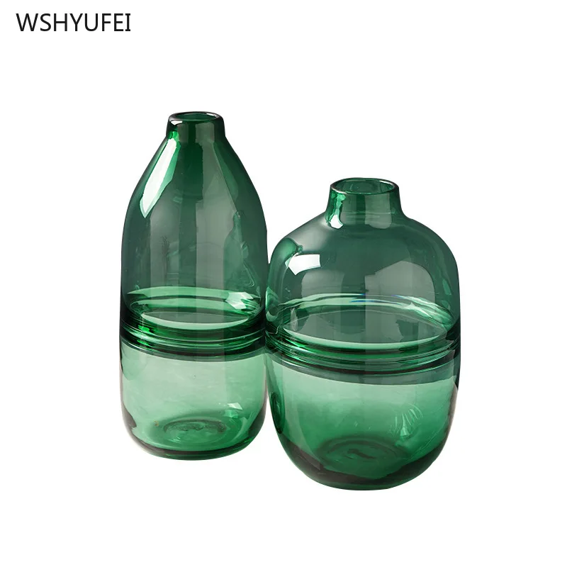 

Nordic Glass vases table countertop flower pot green transparent vase home Dried flower decor wedding decoration accessories