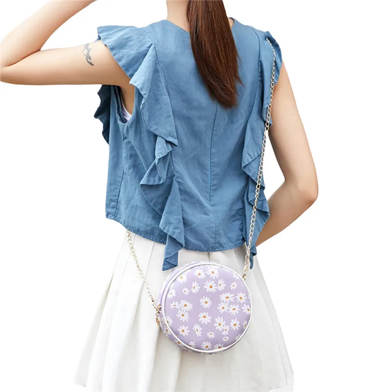 Маленькая круглая сумка через плечо для женщин элегантный кожаный круглый