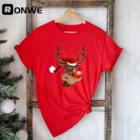 Счастливого Рождества, женские красные футболки с принтом, милые топы с Санта-Клаусом в стиле Харадзюку для девочек, подходящая Всесезонная Подарочная одежда, Прямая поставка