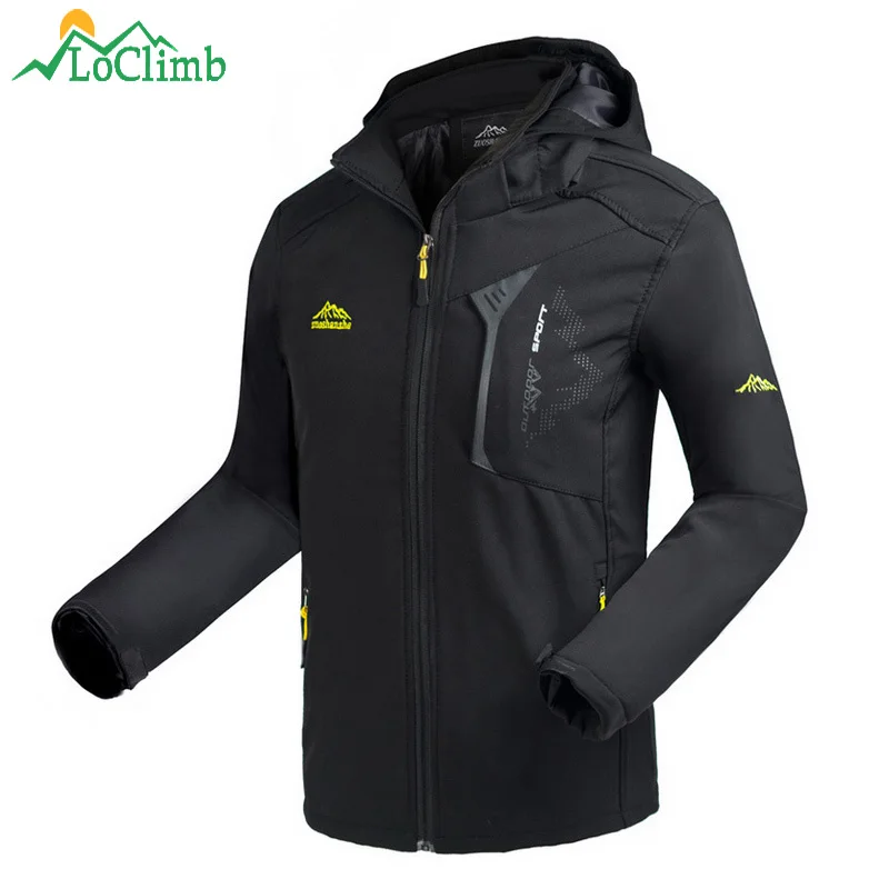 

LoClimb Men's Outdoor Softshell Jacket Men Spring/Autumn Coat Climbing/Trekking Windbreakers Waterproof Hiking Jackets Man AM372